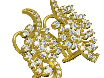 Antique Round Diamond Cluster Earring 3D print model