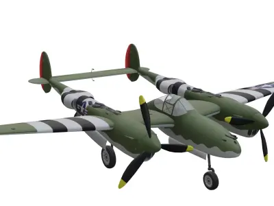 Lockheed P-38 Lightning Low-poly 3D model purchase