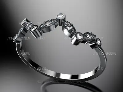 Wave HB 110 Milgrain Half-Band 3D print model