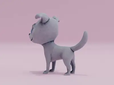 Dog Grey Cute Big Eyes Toy Low High Poly Low-poly 3D model
