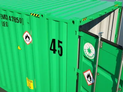 Shipping Container 45HC Rigged 3D High Poly 3D model