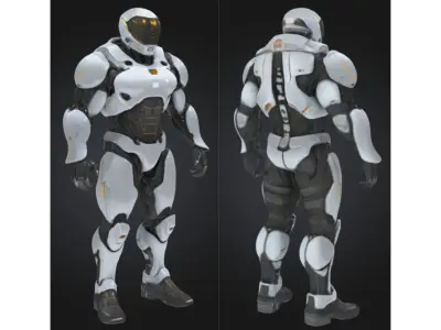 Futuristic Combat Android Low-poly 3D model