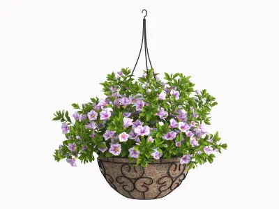 Petunia Hanging Basket Light Purple 3D model