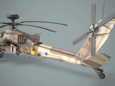  Apache AH-64D Israel Air Force Basic Low-poly 3D model