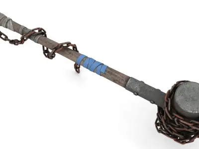 War Hammer with Chain 3D model