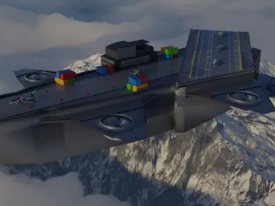 Flying Military Ship Low-poly 3D model purchase