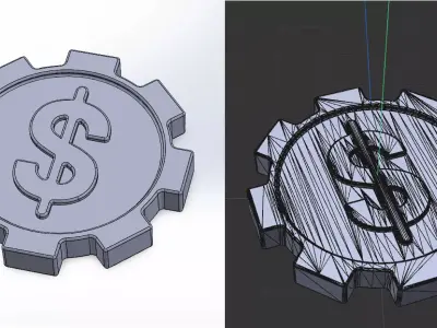Gear Coin Fusion of Money and Industry Free 3D model
