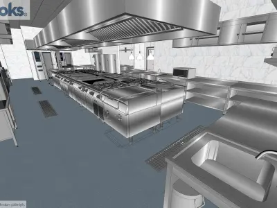 Casino Commercial Kitchen Bar Open Buffet and Cold Rooms 3D model