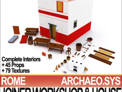 Roman Town Buildings and Walls Collection 3D Model Pack