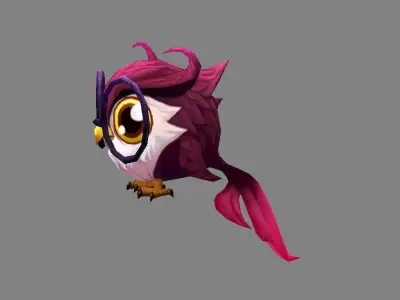 Cartoon bird - owl Low-poly 3D model