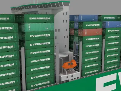 Ever ace container ship lowpoly 3D model