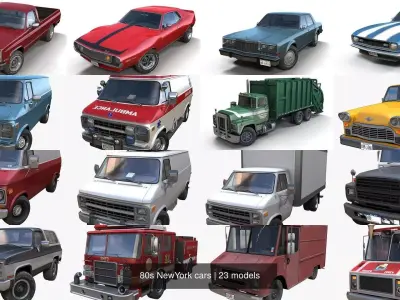 80s NewYork cars 3D Model Pack