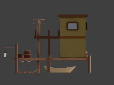 Fishing hut Low-poly 3D model purchase