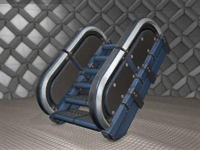 Sci-Fi Stairs - 30 - Blue Version  Low-poly 3D model