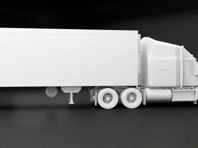 Generic Semi Truck Sleeper Cab and Refrigerated US Trailer UT 3D model