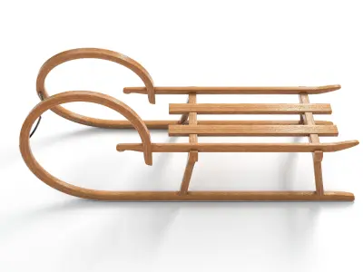 Vintage Wooden Sled 3D model