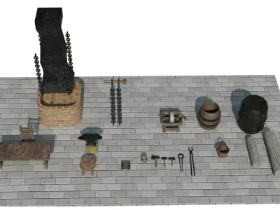 Medieval Blacksmith Props Pack 20 Forging Tools  Free low-poly 3D model