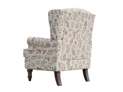 Botanical Upholstered Accent Chair With Wood Legs Low-poly 3D model