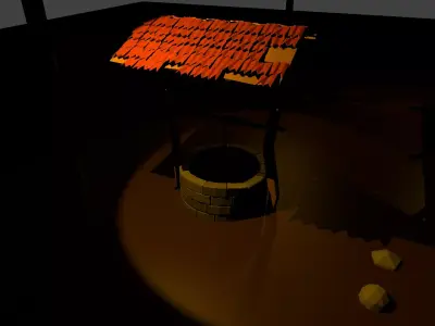  well with a wheelbarrow Low-poly 3D model