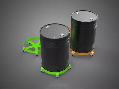 WHEEL SWIVEL CASTER DRUM BARREL BASE TRANSPORT DOLLY CART HOLDER 3D model