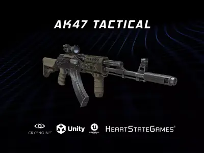 RIFLE 1 - AK47 Tactical Assault Rifle - 4K Game Ready Low-poly 3D model