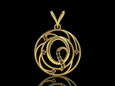 Alphabet Q Diamond Pendant 3D print model