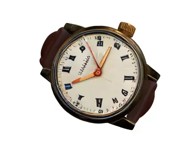 Elegant Vintage Gold Wrist Watch Low-poly 3D model