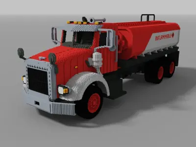 Voxel Fuel Truck Low-poly 3D model