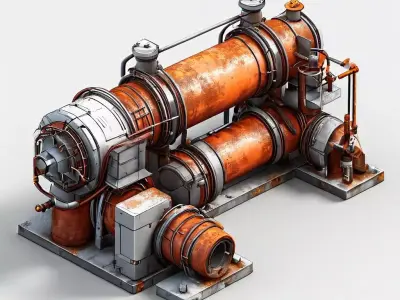 SciFi Industrial Generator Unit Low-poly 3D model