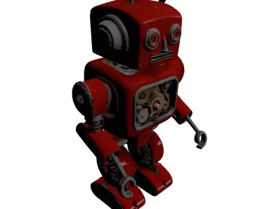 Classic Red Toy Robot 3D model