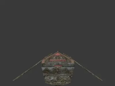 Lowpoly rowboat old wooden boat Low-poly 3D model