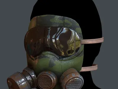 Gas mask helmet 3d model scifi Low-poly Low-poly 3D model Low-poly 3D model 17