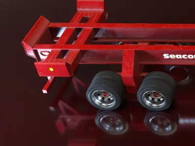 Trailer Container Port Low Poly RIG Low-poly 3D model
