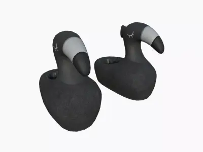 Slippers C09 Black Flamingo - Costume Character Design Low-poly 3D model