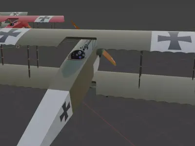 Fokker DII all three colour  Variants 3D model