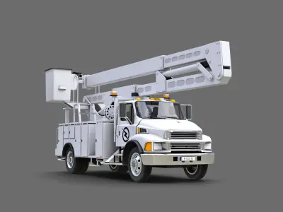 Big Truck With Crane Low-poly 3D model