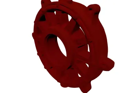 Industrial Red Cast Metal Component 3D model