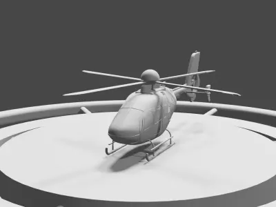 Helicopter with helipad  Low-poly 3D model