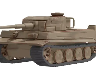 Tiger I Low Poly Tank 3D model Free low-poly 3D model