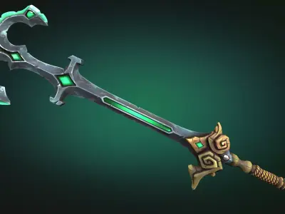 Coastal two handed sword Low-poly 3D model
