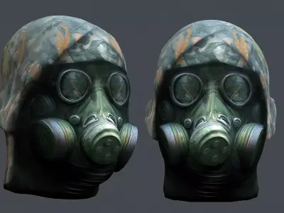 Gas mask helmet 3d model military combat fantasy cyborg Low-poly Low-poly 3D model