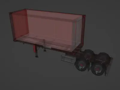 Extensible trailer with container Low-poly 3D model