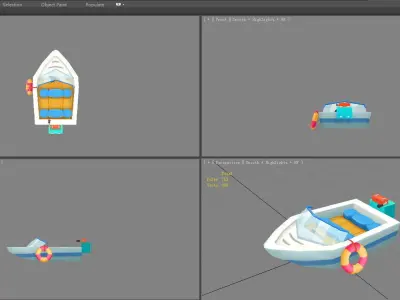 Cartoon yachts Low-poly 3D model