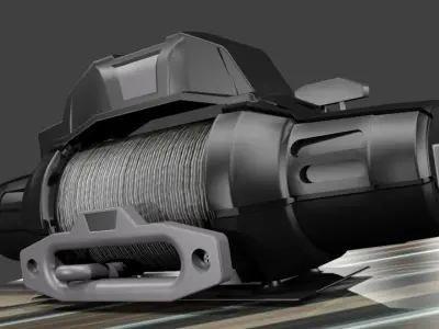 Winch Crane Tug Cabrestante Remolcador Grua Low-poly 3D model