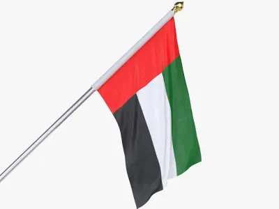 United Arab Emirates Cloth Flag Wall Mount Animated 3D model