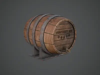 BARREL OLD Game Ready PBR Low-poly 3D model