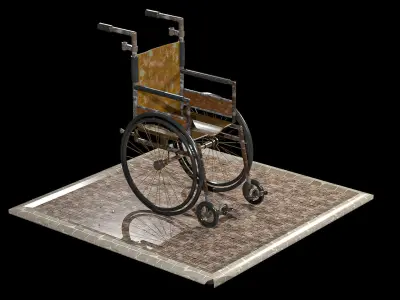 Antique Hospital Wheelchair Low-poly 3D model
