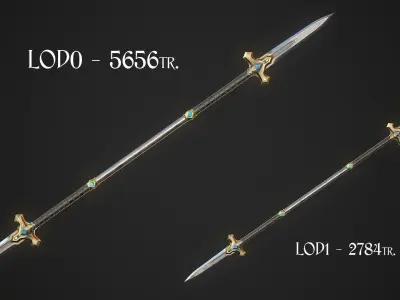 Spear and Glaive A6 Low-poly 3D model