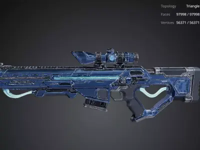 Futuristic Blue Rifle 3D model