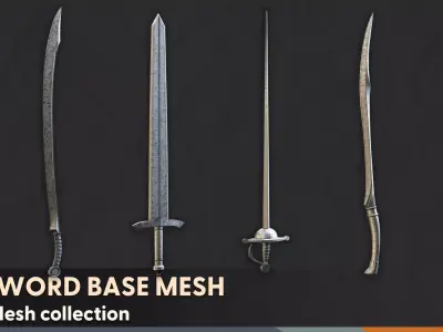 50 SWORD BASE MESH - VOL 01  Low-poly 3D model